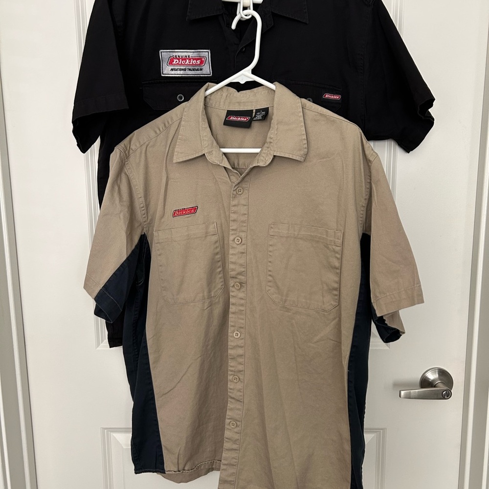 Dickies Men's Tan and Black Work Shirts - 2for1